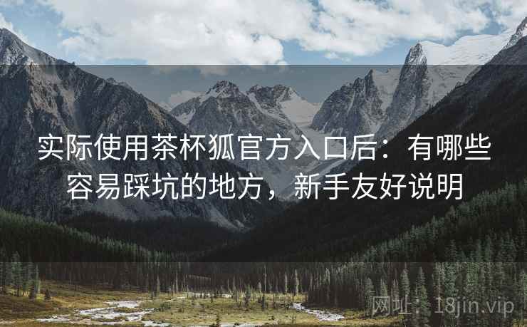 实际使用茶杯狐官方入口后：有哪些容易踩坑的地方，新手友好说明