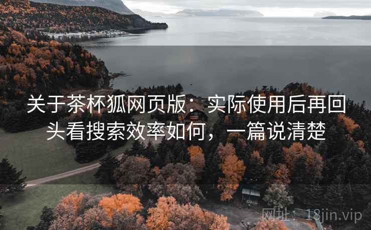 关于茶杯狐网页版：实际使用后再回头看搜索效率如何，一篇说清楚